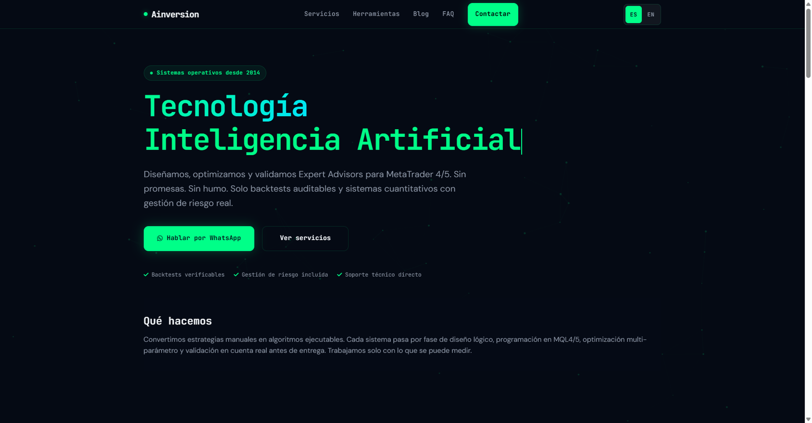 Ainversión — hero tecnología IA